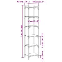 vidaXL B&uuml;cherregal 6 B&ouml;den R&auml;uchereiche 40x30x188 cm Holzwerkstoff