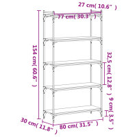 vidaXL B&uuml;cherregal 5 B&ouml;den Sonoma-Eiche 80x30x154 cm Holzwerkstoff