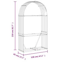 vidaXL Kaminholzunterstand Silbern 120x45x210 cm Verzinkter Stahl