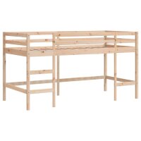 vidaXL Kinderhochbett mit Vorh&auml;ngen Wei&szlig; Schwarz 90x190 cm Kiefernholz