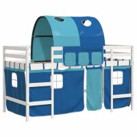 vidaXL Kinderhochbett mit Tunnel Blau 80x200 cm Massivholz Kiefer