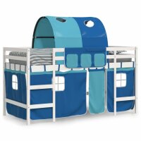 vidaXL Kinderhochbett mit Tunnel Blau 80x200 cm Massivholz Kiefer