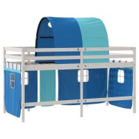 vidaXL Kinderhochbett mit Tunnel Blau 80x200 cm Massivholz Kiefer