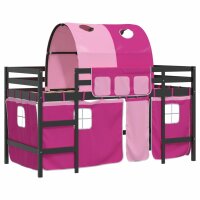 vidaXL Kinderhochbett mit Tunnel Rosa 80x200 cm Massivholz Kiefer