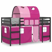 vidaXL Kinderhochbett mit Tunnel Rosa 80x200 cm Massivholz Kiefer