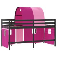 vidaXL Kinderhochbett mit Tunnel Rosa 80x200 cm Massivholz Kiefer