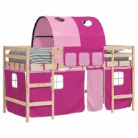 vidaXL Kinderhochbett mit Tunnel Rosa 80x200 cm Massivholz Kiefer