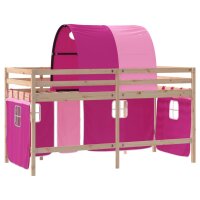 vidaXL Kinderhochbett mit Tunnel Rosa 80x200 cm Massivholz Kiefer