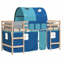 vidaXL Kinderhochbett mit Tunnel Blau 90x200 cm Massivholz Kiefer