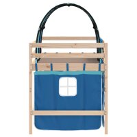 vidaXL Kinderhochbett mit Tunnel Blau 90x200 cm Massivholz Kiefer