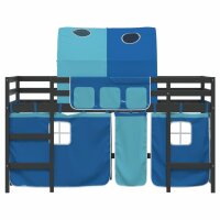 vidaXL Kinderhochbett mit Tunnel Blau 90x190 cm Massivholz Kiefer