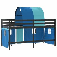 vidaXL Kinderhochbett mit Tunnel Blau 90x190 cm Massivholz Kiefer