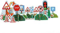 Spielzeugset mit Verkehrszeichen aus Karton 22-teilig