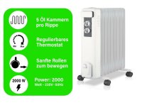 HAEGER Ölradiator energiesparend Elektroheizung 9 Rippen Heizstrahler 2000 W