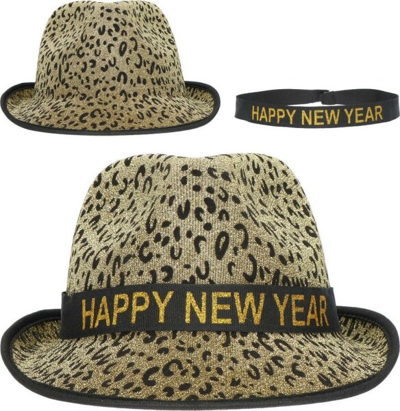 Folat hut Happy New Year unisex 59 cm Lurex gold/schwarz