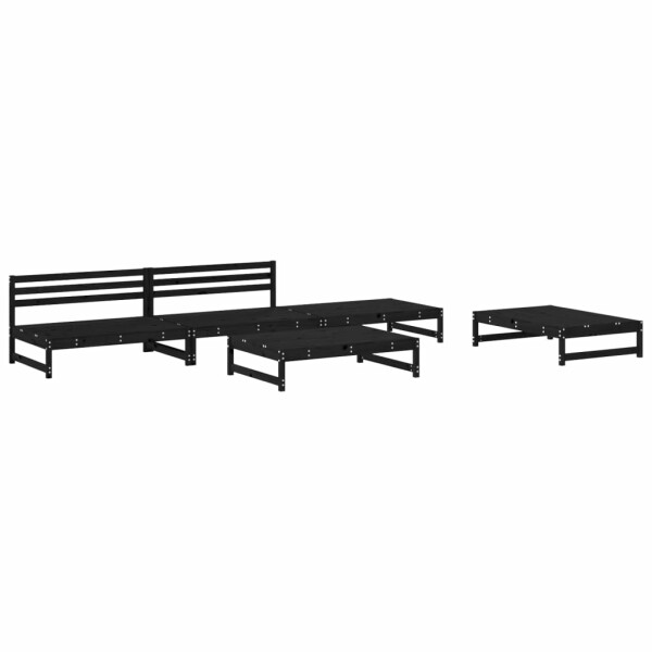 vidaXL 5-tlg. Garten-Lounge-Set Schwarz Massivholz Kiefer