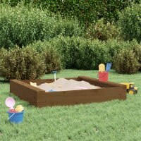 vidaXL Sandkasten mit Sitzen Honigbraun Quadratisch Massivholz Kiefer