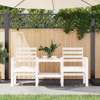 vidaXL Gartenbank mit Tisch 2-Sitzer Weiß...