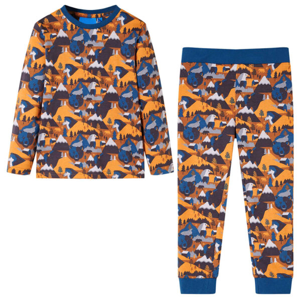 Kinderpyjama mit Langen &Auml;rmeln Tier- und Berg-Motiv Cognac 92