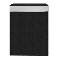 vidaXL Wäschekorb mit Deckel Schwarz 46x33x60 cm Poly Rattan