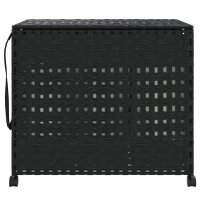 vidaXL Wäschekorb mit Rollen Schwarz 66x35x60 cm Rattan