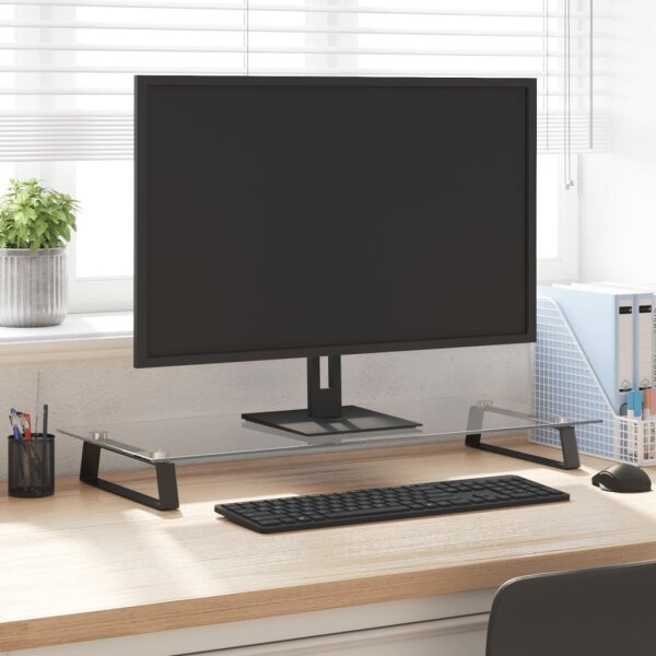 vidaXL Monitorst&auml;nder Schwarz 80x35x8 cm Hartglas und Metall