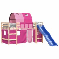 vidaXL Kinderhochbett mit Tunnel Rosa 80x200 cm Massivholz Kiefer