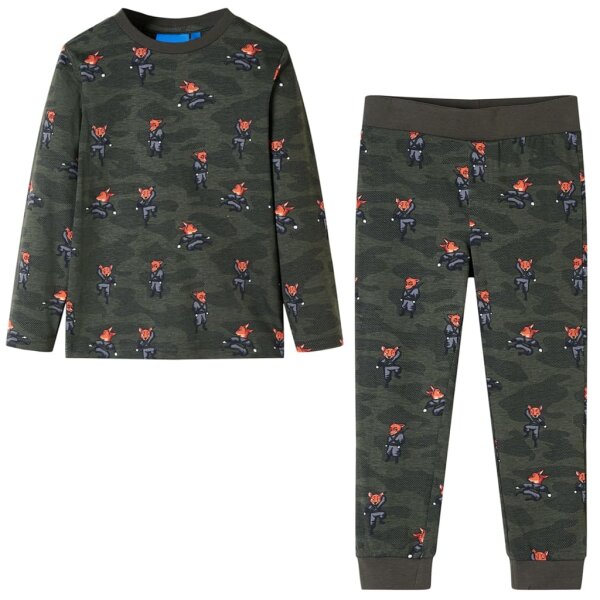 Kinderpyjama mit Langen &Auml;rmeln Fuchsninja-Motiv Khaki 104