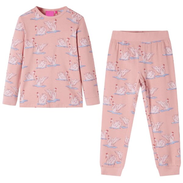 Kinderpyjama mit Langen &Auml;rmeln &amp; Schwan-Motiv Hellrosa 116