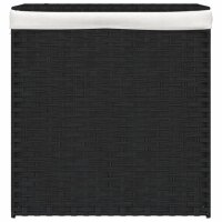 vidaXL Wäschekorb mit 2 Fächern Schwarz 53x35x57 cm Poly Rattan