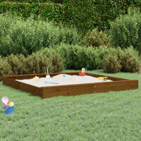 vidaXL Sandkasten mit Sitzen Honigbraun Quadratisch Massivholz Kiefer