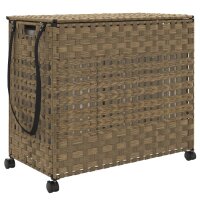 vidaXL Wäschekorb mit Rollen 66x35x60 cm Rattan