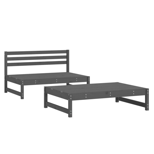 vidaXL 2-tlg. Garten-Lounge-Set Grau Massivholz Kiefer