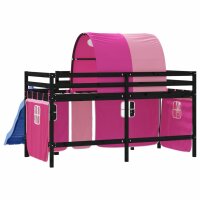 vidaXL Kinderhochbett mit Tunnel Rosa 90x200 cm Massivholz Kiefer