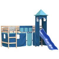 vidaXL Kinderhochbett mit Turm Blau 80x200 cm Massivholz Kiefer