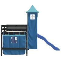 vidaXL Kinderhochbett mit Turm Blau 80x200 cm Massivholz Kiefer