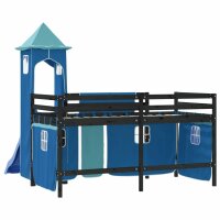 vidaXL Kinderhochbett mit Turm Blau 80x200 cm Massivholz Kiefer