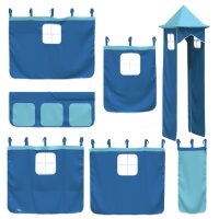 vidaXL Kinderhochbett mit Turm Blau 80x200 cm Massivholz Kiefer