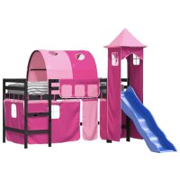 vidaXL Kinderhochbett mit Turm Rosa 80x200 cm Massivholz Kiefer