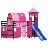 vidaXL Kinderhochbett mit Turm Rosa 80x200 cm Massivholz Kiefer