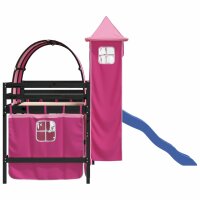 vidaXL Kinderhochbett mit Turm Rosa 80x200 cm Massivholz Kiefer