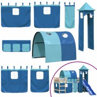 vidaXL Kinderhochbett mit Turm Blau 80x200 cm Massivholz Kiefer