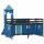 vidaXL Kinderhochbett mit Turm Blau 90x200 cm Massivholz Kiefer