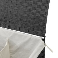 vidaXL W&auml;schekorb mit 2 F&auml;chern Grau 53x35x57 cm Poly Rattan