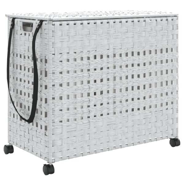 vidaXL W&auml;schekorb mit Rollen Wei&szlig; 66x35x60 cm Rattan