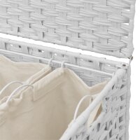 vidaXL W&auml;schekorb mit Rollen Wei&szlig; 66x35x60 cm Rattan