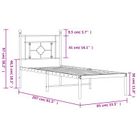 vidaXL Bettgestell mit Kopfteil Metall Schwarz 80x200 cm