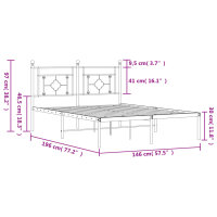 vidaXL Bettgestell mit Kopfteil Metall Schwarz 140x190 cm