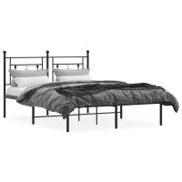 vidaXL Bettgestell mit Kopfteil Metall Schwarz 140x190 cm