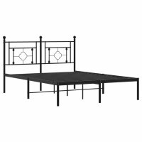 vidaXL Bettgestell mit Kopfteil Metall Schwarz 140x190 cm